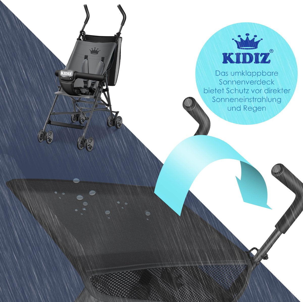 KIDIZ® Kinderwagen - Wandelwagen - Kinderbuggy - Antraciet