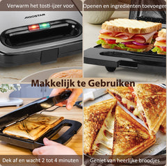 Tosti apparaat - Tosti ijzer - Sandwich maker - 750W - RVS - Aigostar