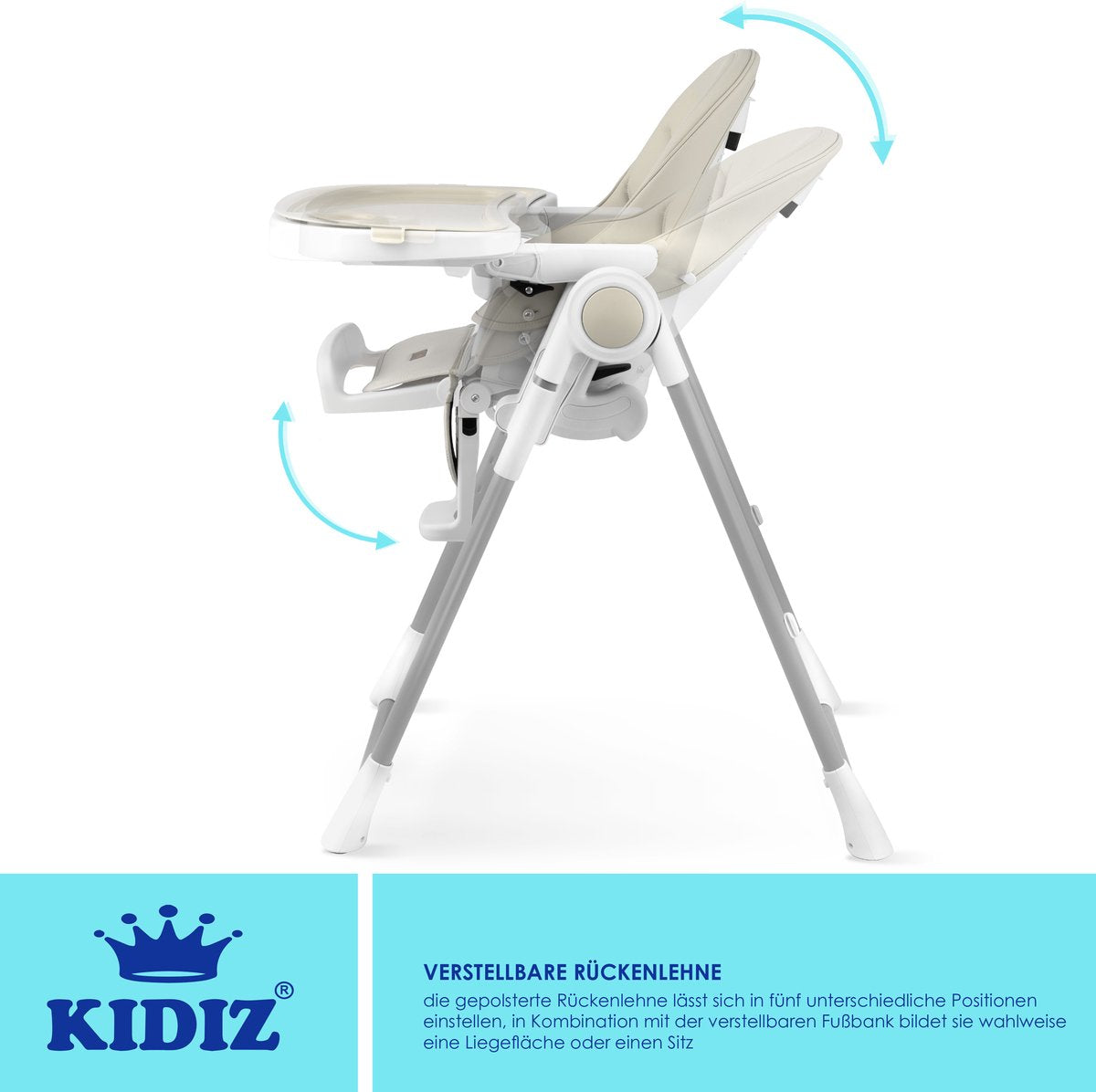 KIDIZ® 3in1 kinderstoel - Babystoel - Verstelbaar - Beige