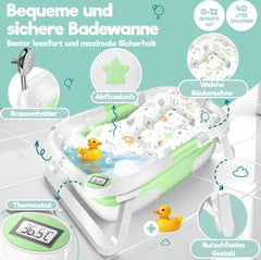 KIDIZ® Babybadje Opvouwbaar met Thermometer - 0-12 Maanden - Groen