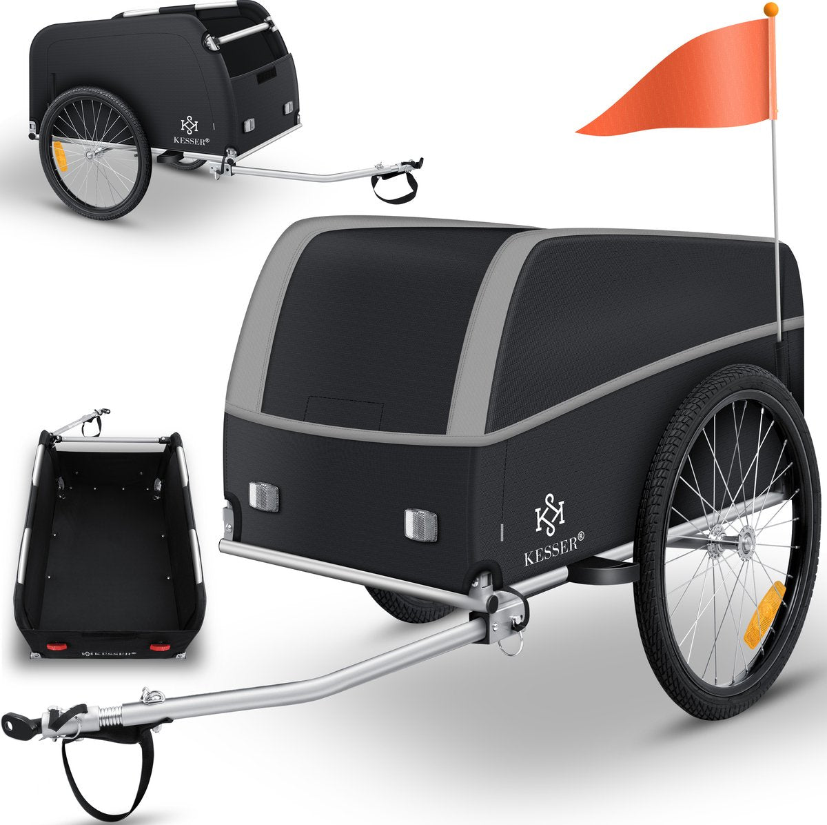 KESSER® Fietskar - Fietsaanhanger - Lichtgrijs / Antraciet