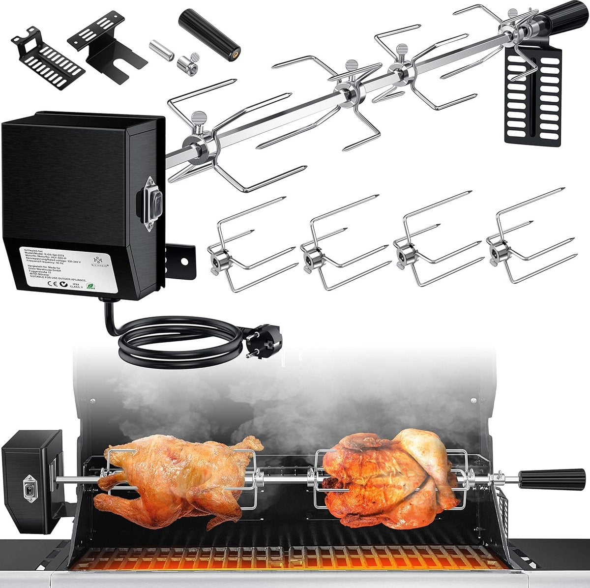 KESSER® RVS Rotisserie - 107cm -  Elektrische draaispit - Zwart