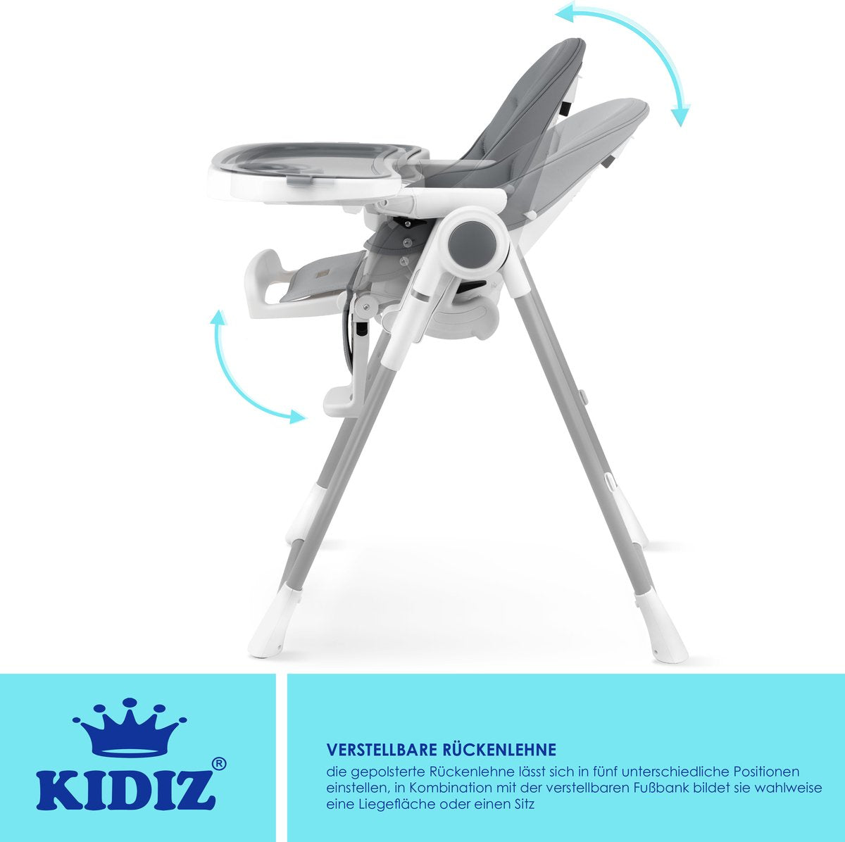 KIDIZ® 3in1 kinderstoel - Babystoel - Verstelbaar - Donkergrijs