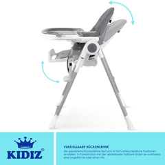 KIDIZ® 3in1 kinderstoel - Babystoel - Verstelbaar - Donkergrijs