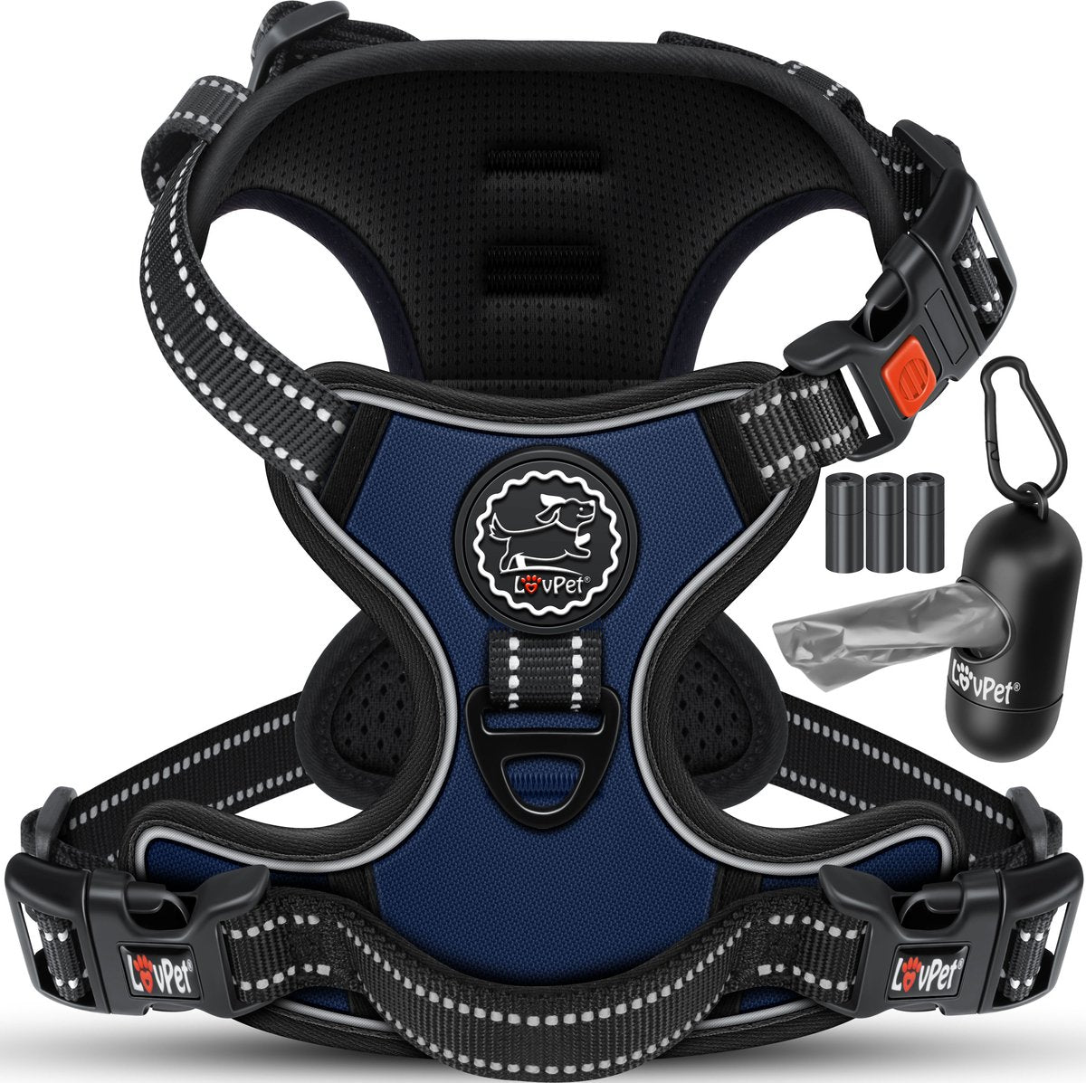 LOVPET® Reflecterende Hondentuigje - Hondenharnas - Marineblauw - L