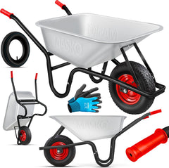 MASKO® Kruiwagen - 100L - Tot 250kg - Zilver