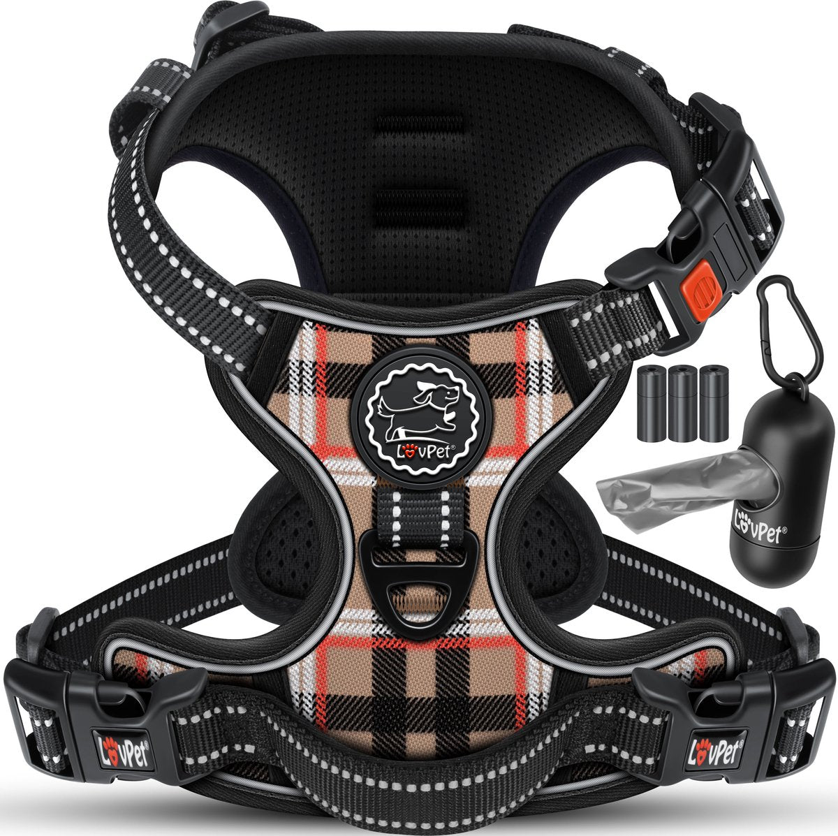 LOVPET® Reflecterende Hondentuigje - Hondenharnas - Beige - S