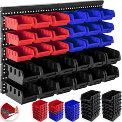 Masko® wandrek - stapelbak - gereedschapshouder Stapeldozen Muurplank 32tlg Doos Display Opbergdozen Bulkplank Boltless plank - Zwart / Blauw / Rood