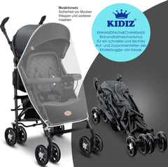 KIDIZ® Kinderwagen - Wandelwagen - Kinderbuggy - Antraciet