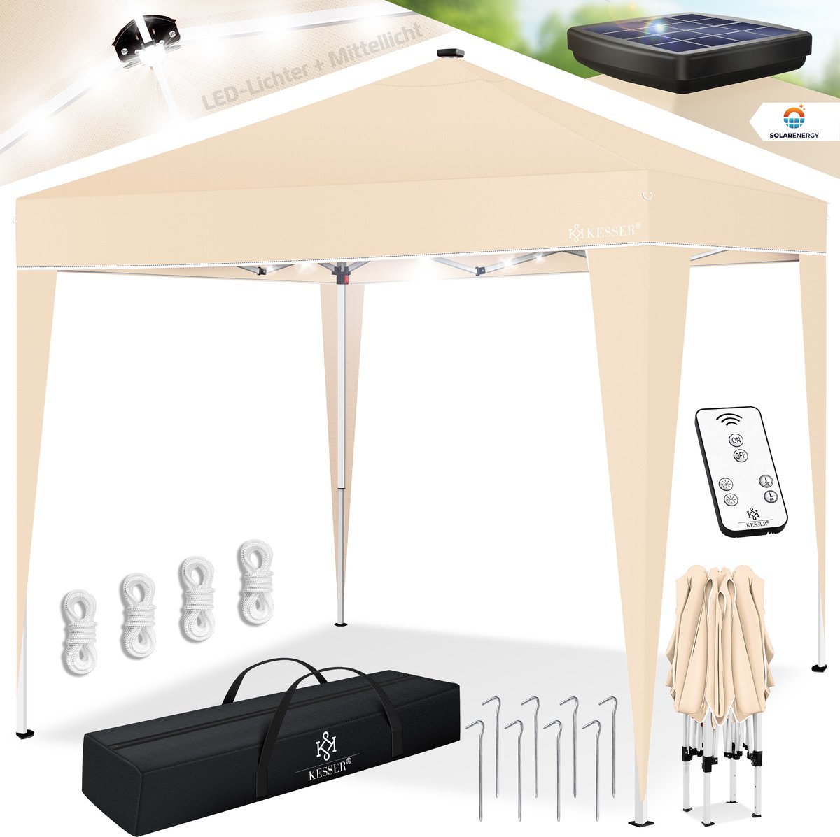 Partytent - opvouwbaar - 3x3 - Paviljoen - Beige - KESSER®