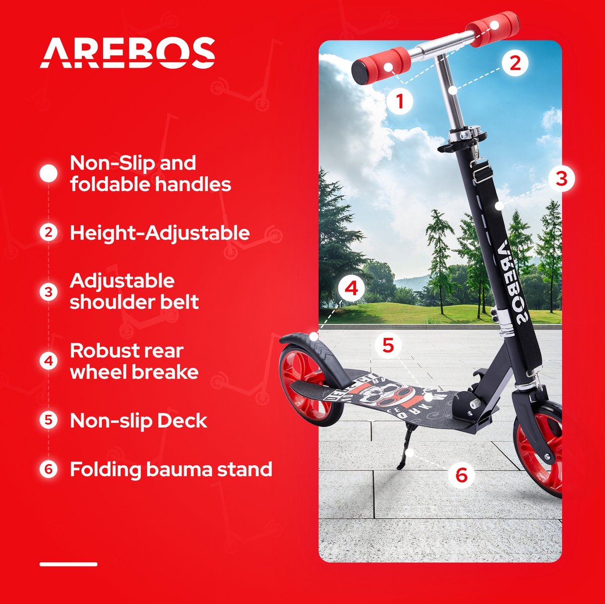 AREBOS Stepjes - Kinderstep - Voor Jongens en Meisjes vanaf 8 Jaar - tot 100kg - Rood