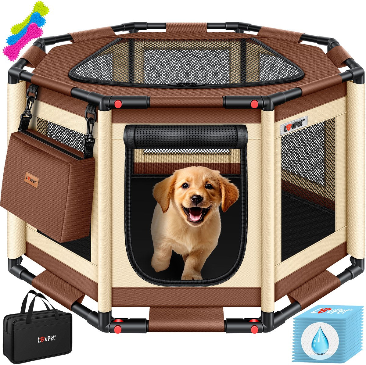 LOVPET® Puppyren - Hondenren - 72x72x43cm - Bruin