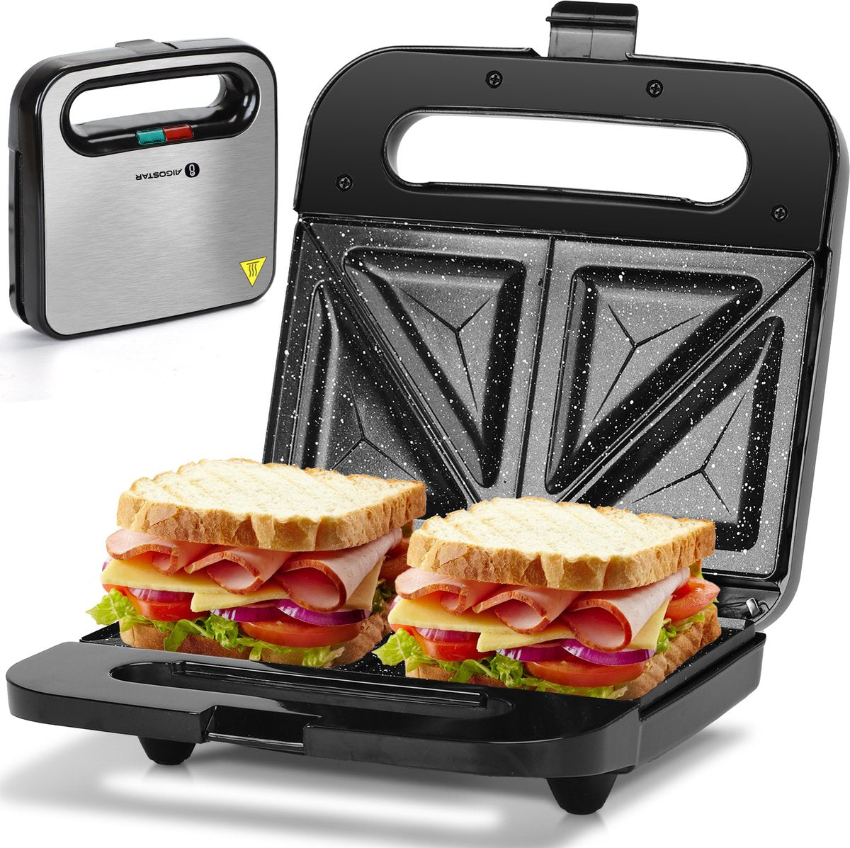 Tosti apparaat - Tosti ijzer - Sandwich maker - 750W - RVS - Aigostar