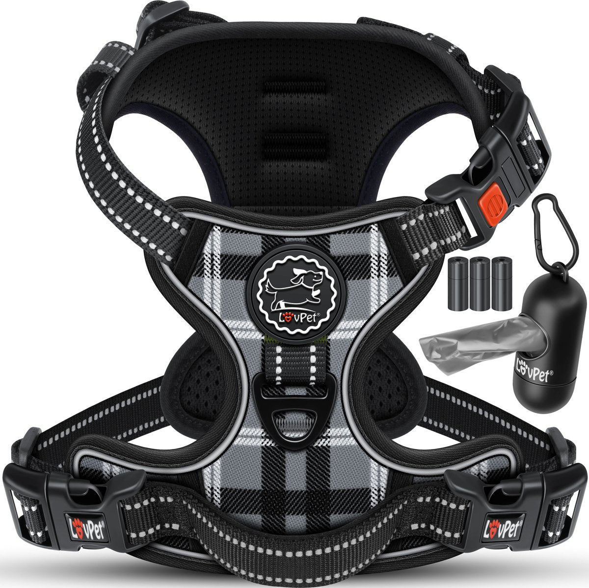 LOVPET® Reflecterende Hondentuigje - Hondenharnas - Grijs - M