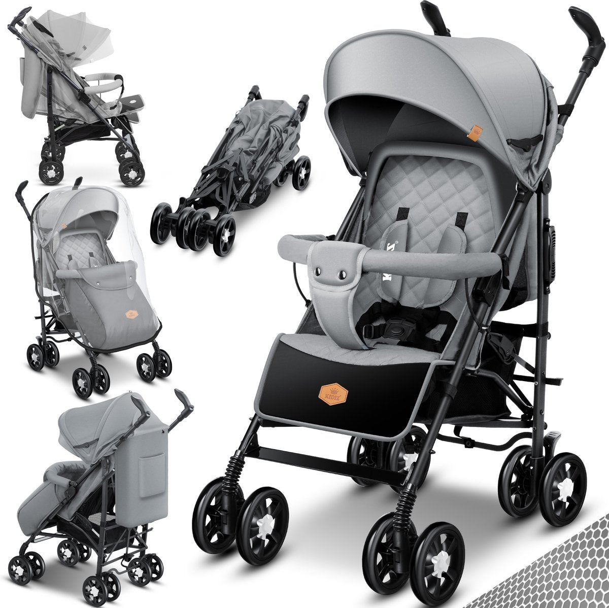 KIDIZ® Kinderwagen - Wandelwagen - Kinderbuggy - Grijs