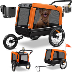 Hondenfietskar - Hondenkar  - Fietskar hond - tot 40 kg - Oranje