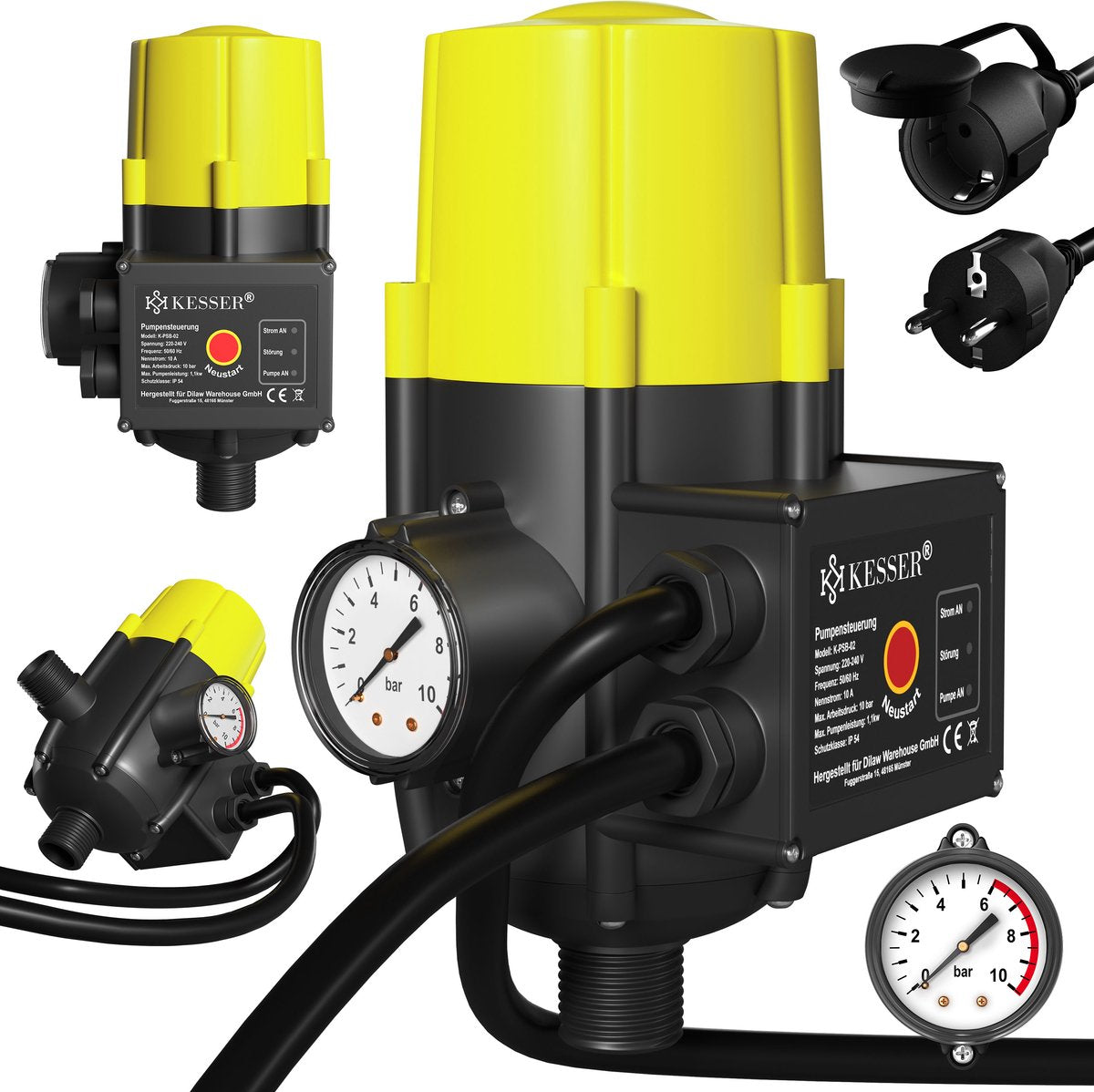 KESSER® Elektronische Drukschakelaar - Waterpomp Dompelpomp - Geel •