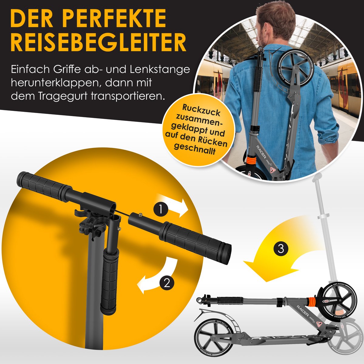 KESSER® Stuntstep voor Volwassenen en Kinderen - Opvouwbaar - Grijs