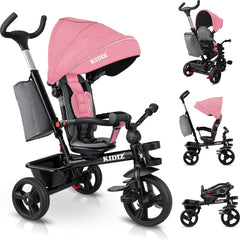 KIDIZ® 5in1 Kinderfiets - Loopfiets - Driewieler - Roze •