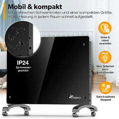 Convectorkachel - Elektrisch - Kachel - Heater - Verwarming - Zwart - 2000W - TRESKO