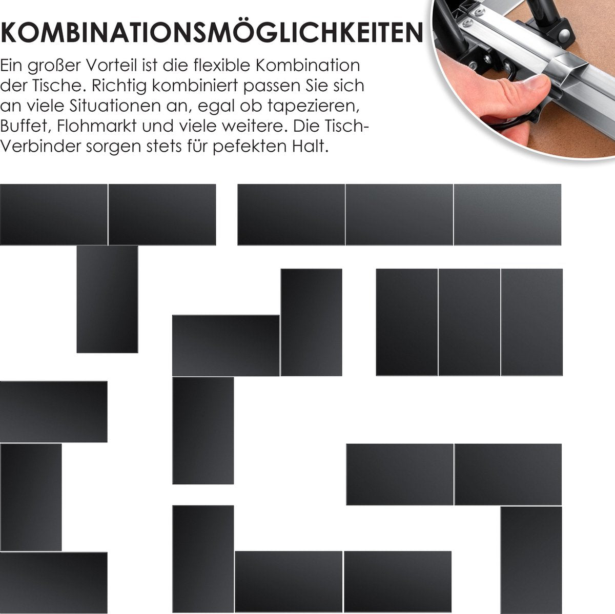 KESSER® 3 Inklapbare Tafel - Campingtafel - Klaptafel - 100x60cm - Zwart