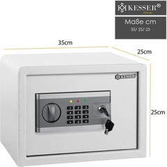 Kluis met cijferslot - Met sluitel - Elektronisch - 35x25x25cm - Zilver - KESSER®