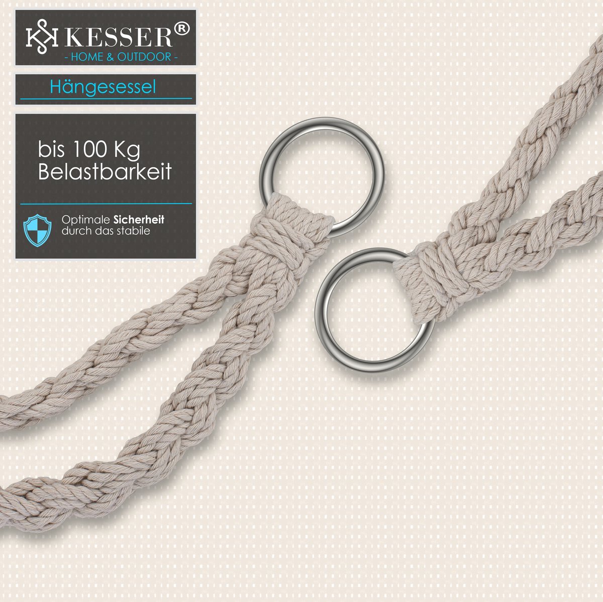 KESSER® Hangstoel voor Binnen en Buiten tot 150 kg met Kussen - Beige