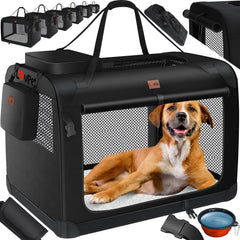 Reisbench hond - Draagtas hond - Transportbox - 70x52x52 cm - Zwart