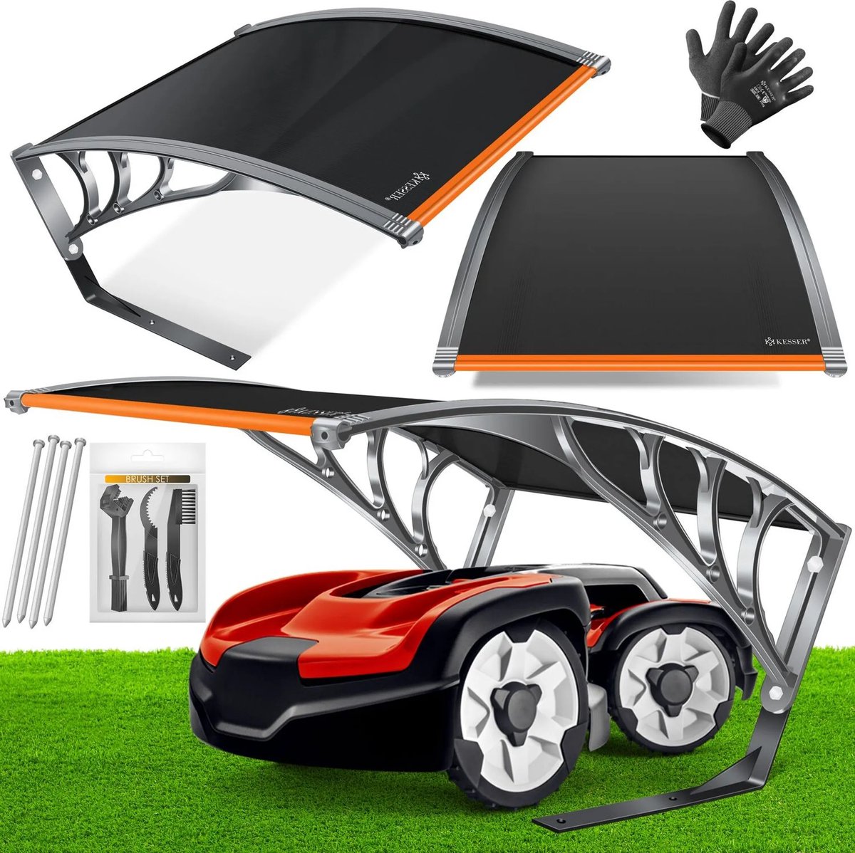 KESSER® Robotmaaier Garage Dak Carport Overkapping voor Robotmaaier Gazon Robot Automower Tuin Weerbestendige Robotmaaier Garage inclusief bevestigingsmateriaal, afmetingen 82 x 103 x 47 cm