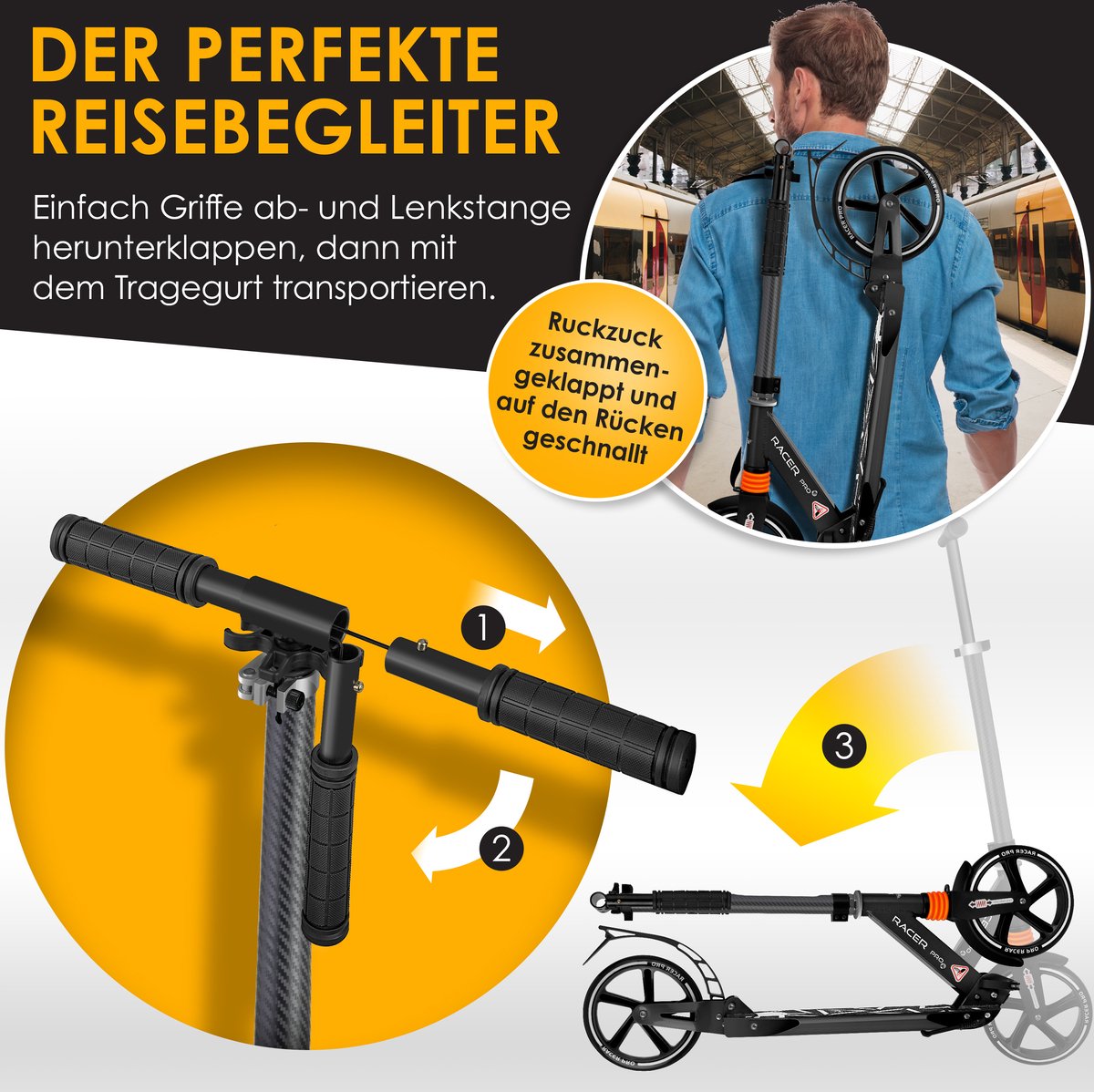 KESSER® Stuntstep voor Volwassenen en Kinderen - Opvouwbaar - Zwart