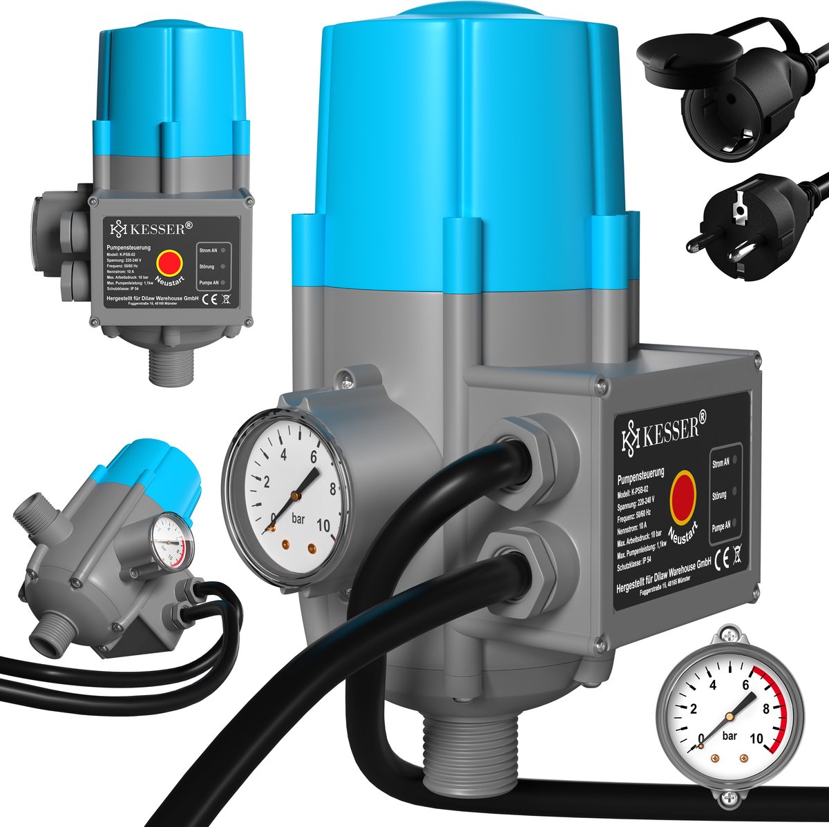 KESSER® Elektronische Drukschakelaar - Waterpomp Dompelpomp - Blauw •