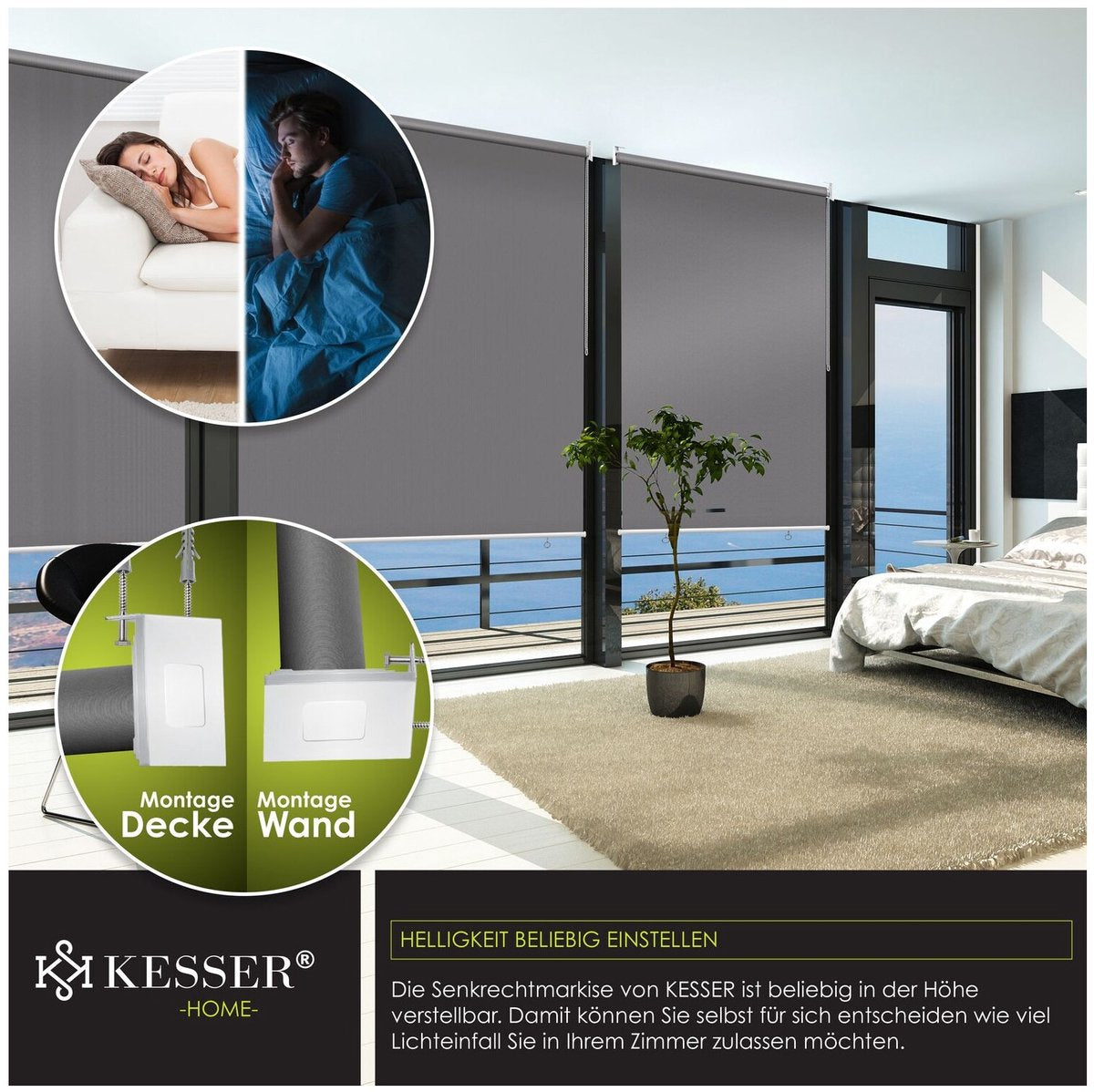 KESSER® Verticale zonwering Balkonzonwering Privacybescherming Zonwering Zijzonwering 180cm x 240cm