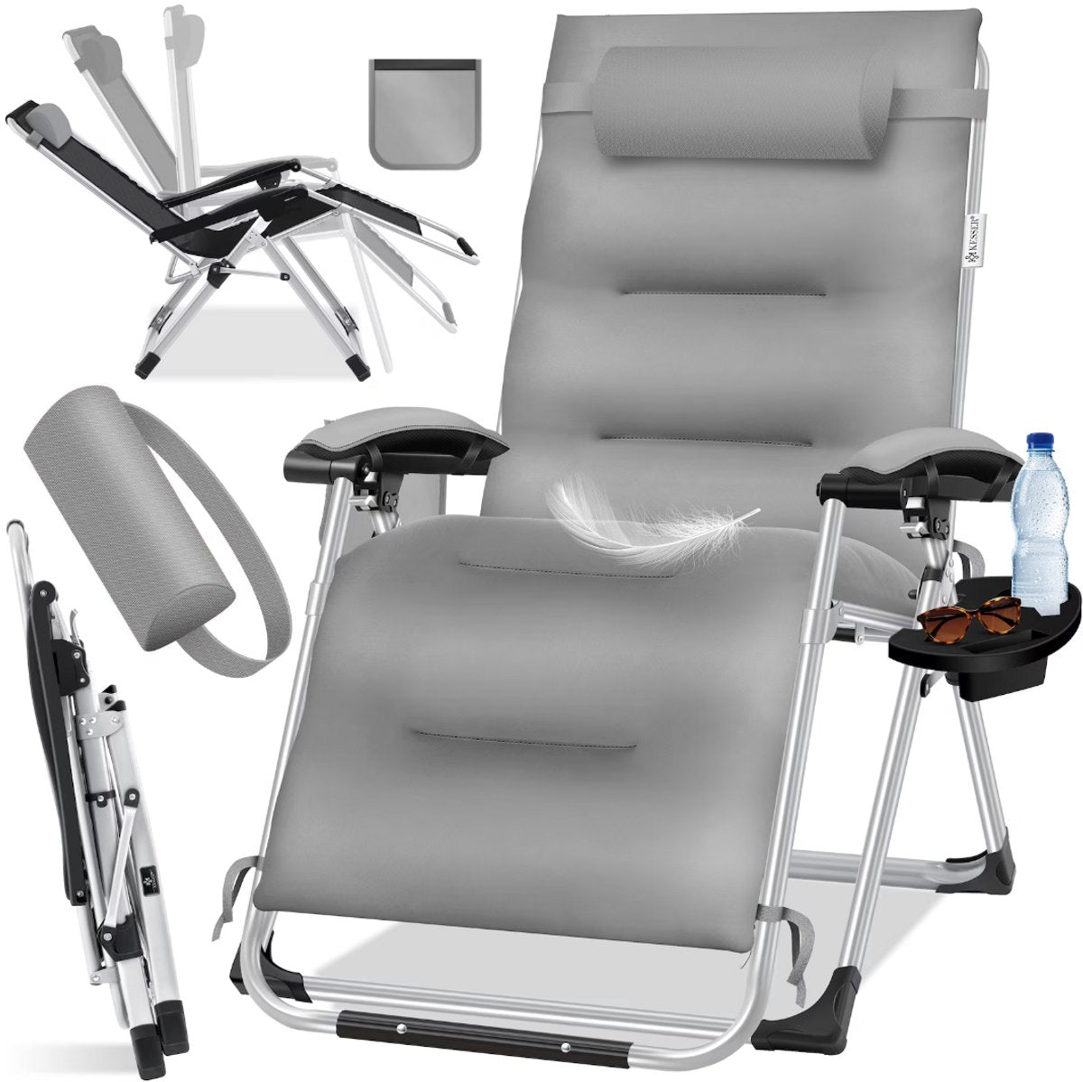 Tuinstoel - Ligstoel - Verstelbaar - Opvouwbaar - Grijs - KESSER®