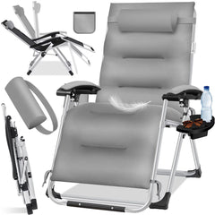 Tuinstoel - Ligstoel - Verstelbaar - Opvouwbaar - Grijs - KESSER®