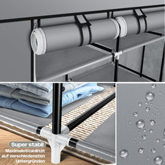 KESSER® Kledingkast in Stof en Metaal 150x45x175cm - opvouwbaare Garderobekast Stabiel met Kledingstang & Planken, Inclusief 5x Kledinghangers Kleerkast - Legplank Kast voor Slaapkamer met Kledingrek - Grijs