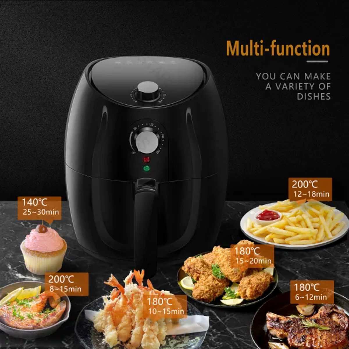 Aigostar Airfryer - Heteluchtfriteuse - 3,5L - 1500W - Zwart