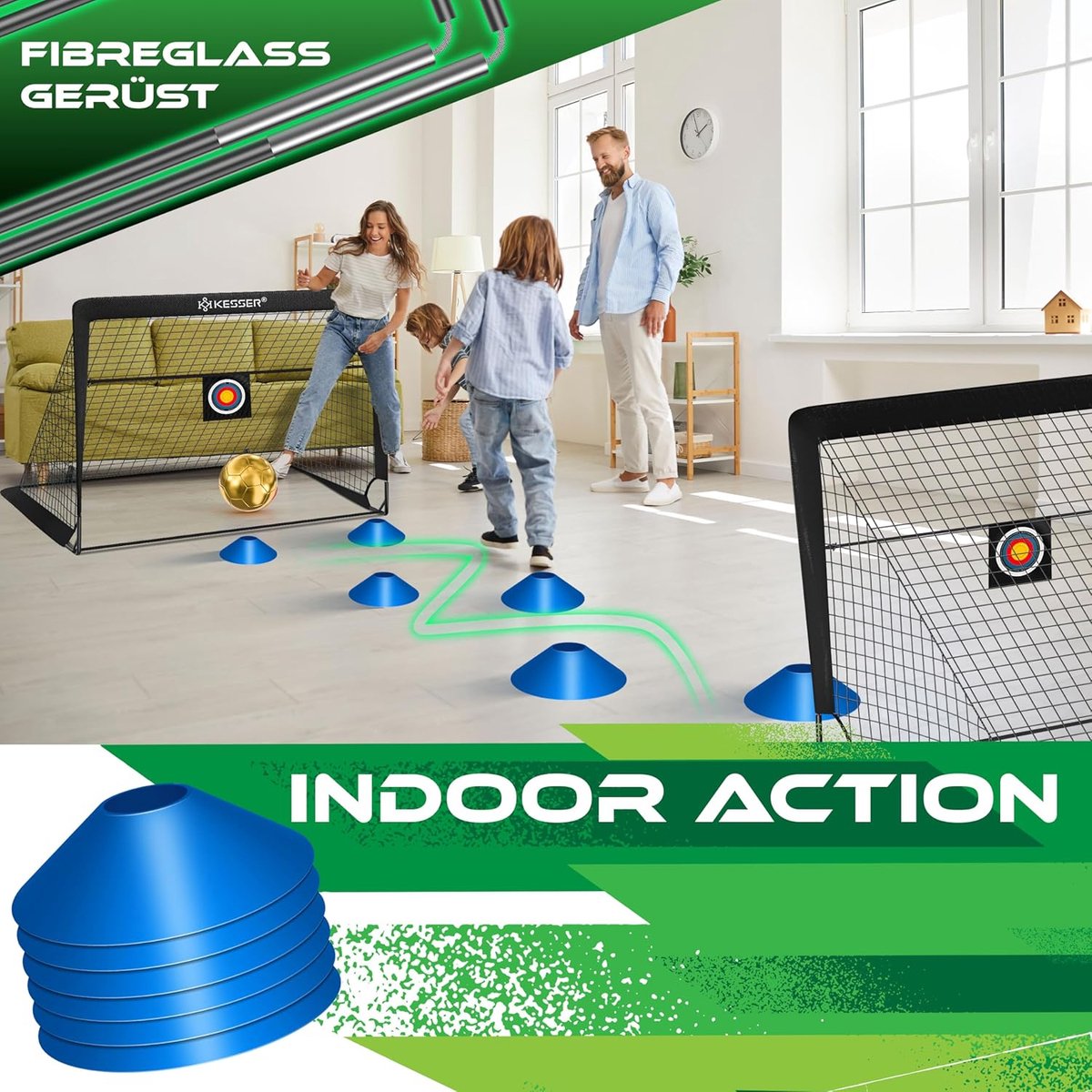KESSER® Voetbaldoel voor kinderen - Pop-up - Set van 2 - Zwart