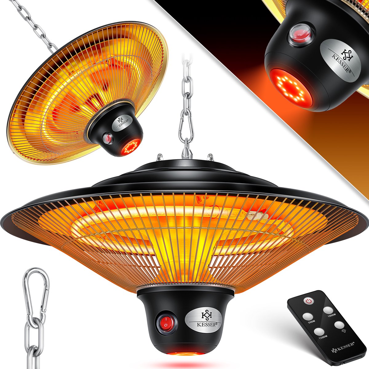 KESSER® Terrasverwarmer - Infrarood Verwarming - 1500W - Zwart