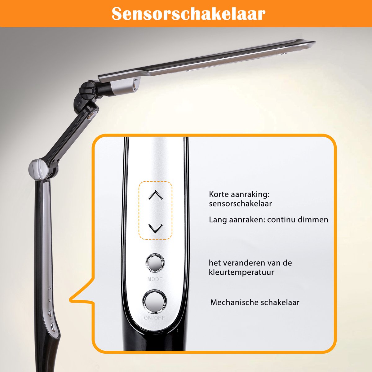 Aigostar LED Bureaulamp - Dimbaar - Opvouwbaar - Zwart
