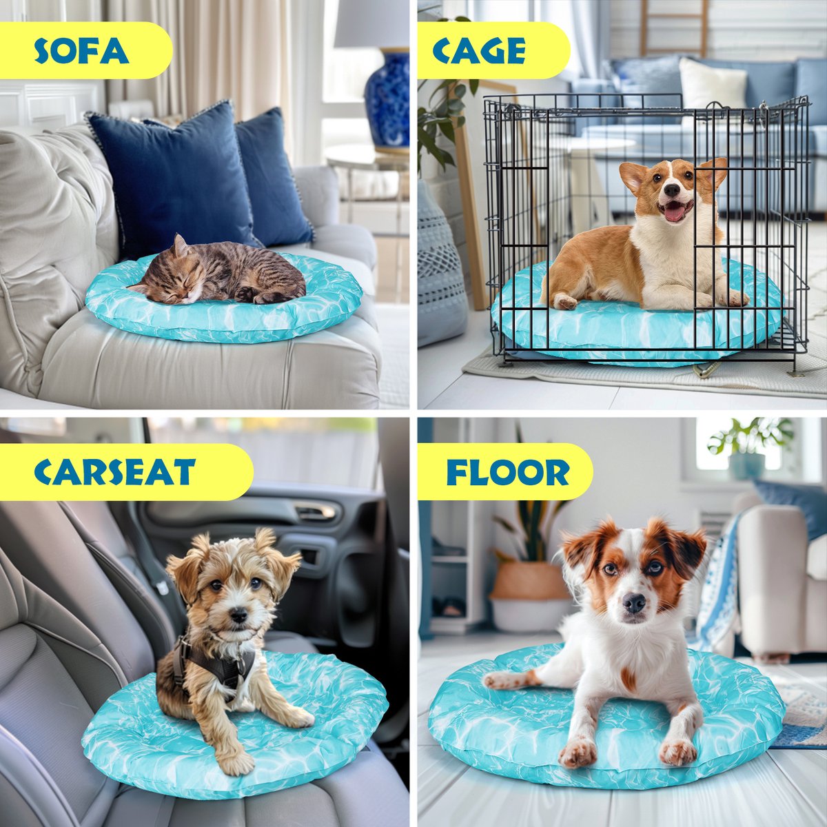 Nobleza Koelmat voor honden en katten - 62x62cm - Blauw •