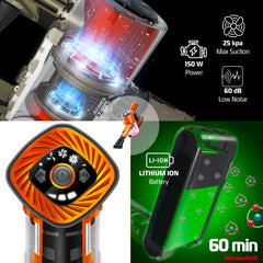 Steelstofzuiger - Draadloos - Stofzuiger Zonder zak - 25KPa - Oranje - KESSER®