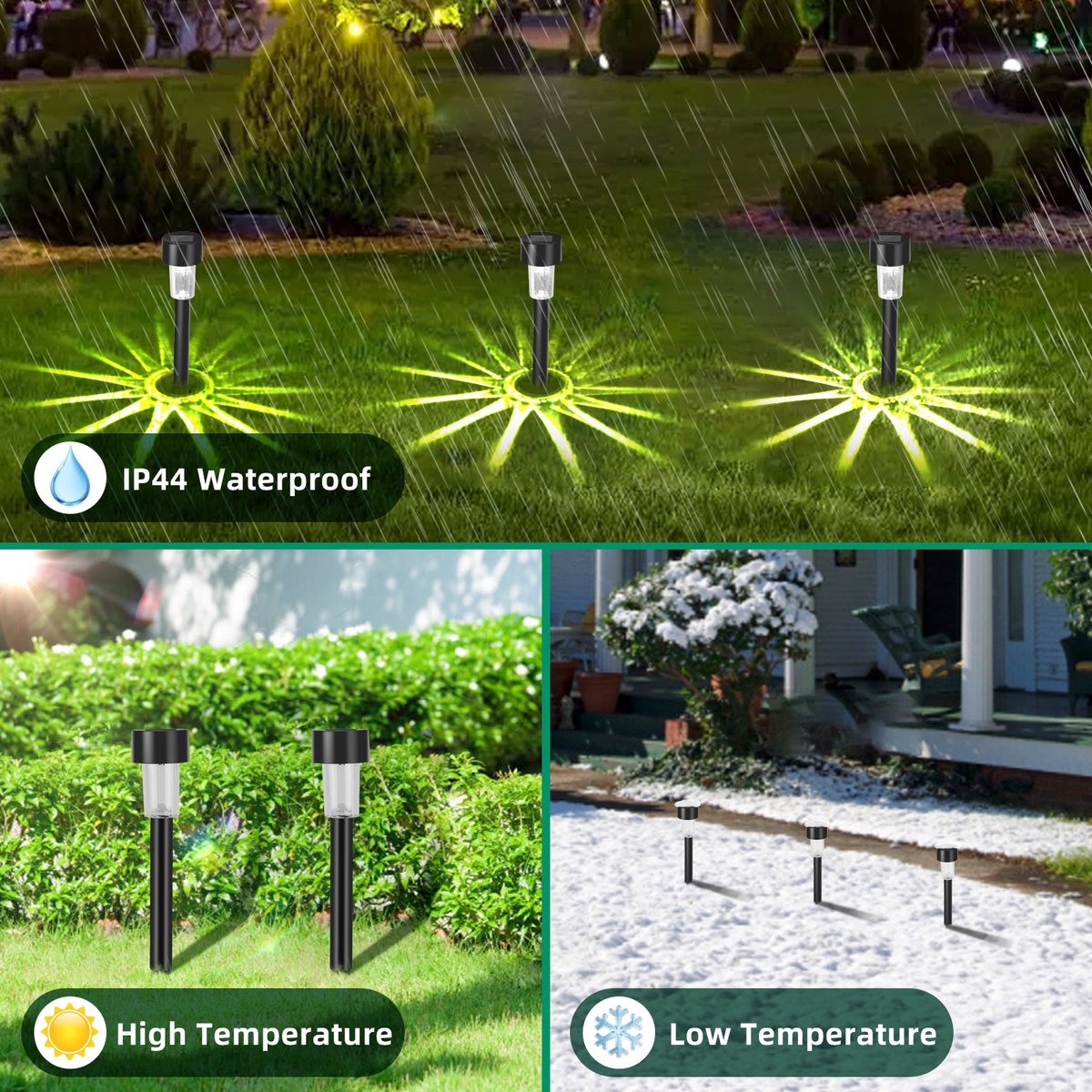 Aigostar Solar Tuinfakkels - 12 stuks - 29,5cm - Tuinverlichting op zonne-energie - IP44 - Tuinlantaarns - Padverlichting - 6500K