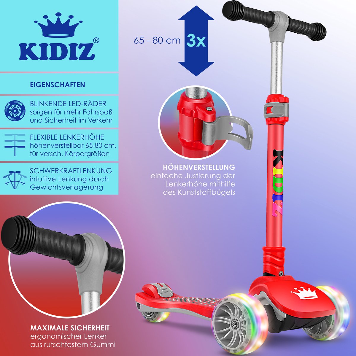 Kinderstep - Verstelbaar - Vouwbaar - Rood - KIDIZ®
