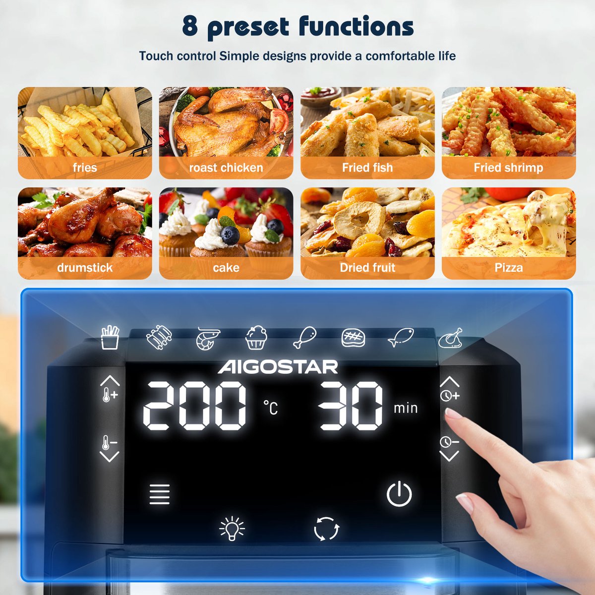 Airfryer oven XXL - heteluchtfriteuse - 12L - 1700W - Zwart