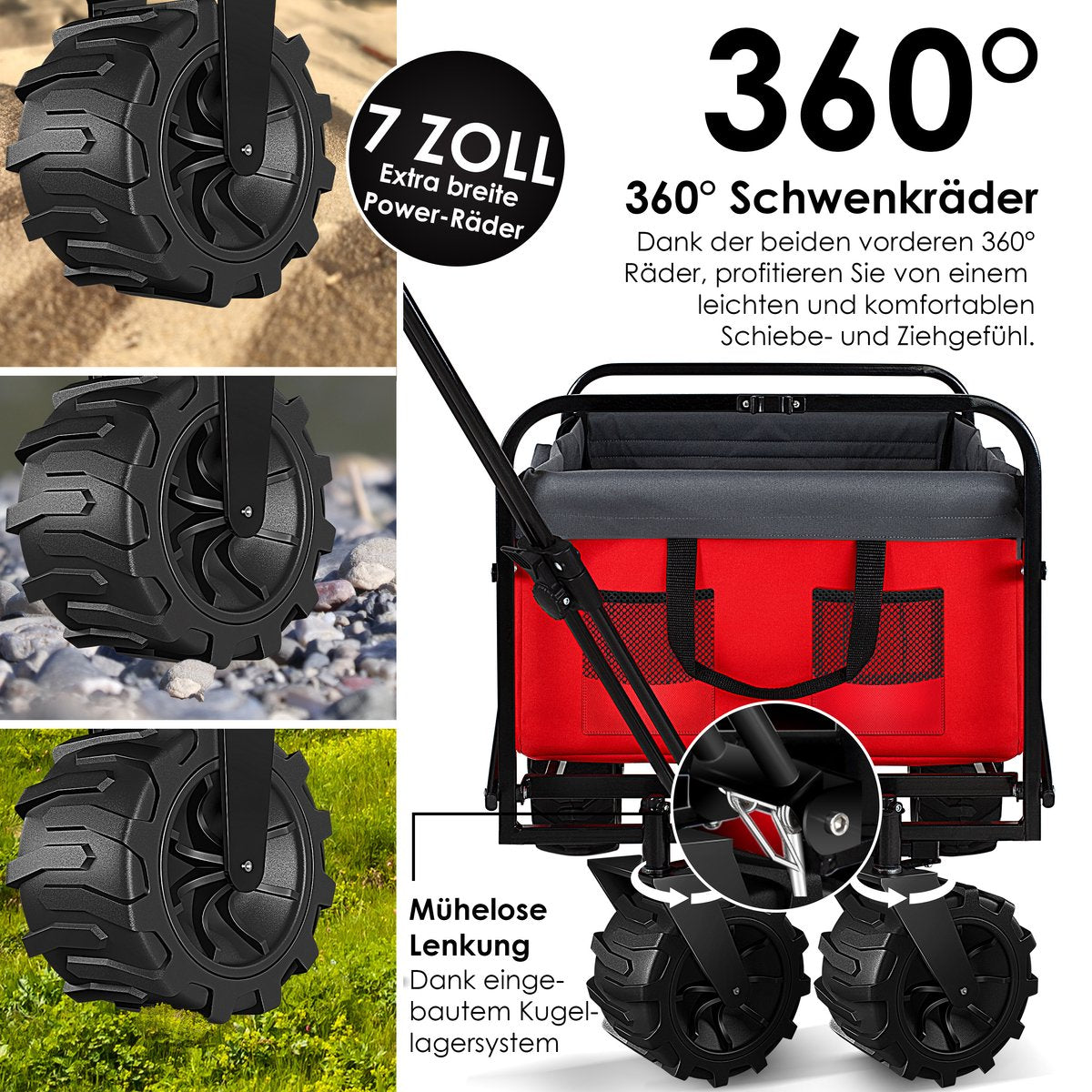 KESSER® Bolderkar - Opvouwbaar - Bolderwagen - Rood