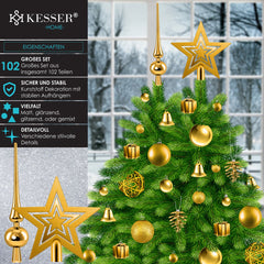 KESSER® Kerstballen plastic 102-delige Kerstversiering Set - Kerstboomversiering Kerstboom Decoratie - Goud