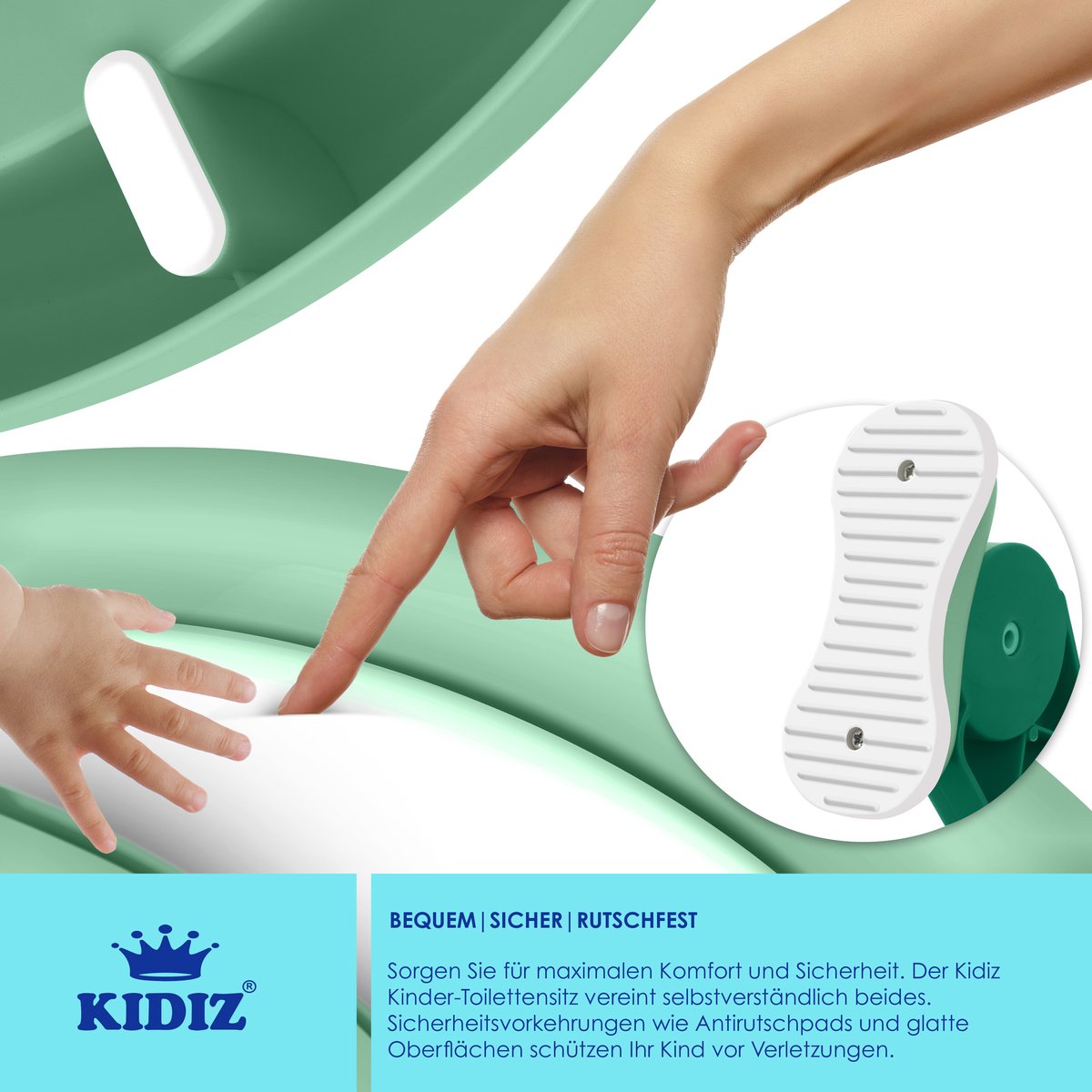 KIDIZ® Toiletbril voor kinderen Kindertoiletbril Toilettrainer met Trap en Handgrepen Opvouwbare Kindertoiletbril Potjestrainer Leren Potje Comfortabel Kussen en Brede Treden Toilettrappen In Hoogte Verstelbaar - Groen