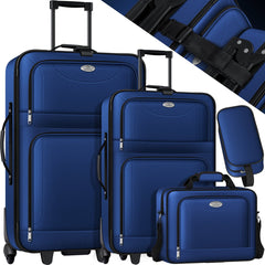 KESSER® 4-delige trolley kofferset | Reisset met wieltjes | Complete zakelijke 4-delige set | S-M-L-XL | Mesh Pocket | Telescopisch handvat | Koffer Reistassen Stoffen Koffer | Handbagage | - Blauw