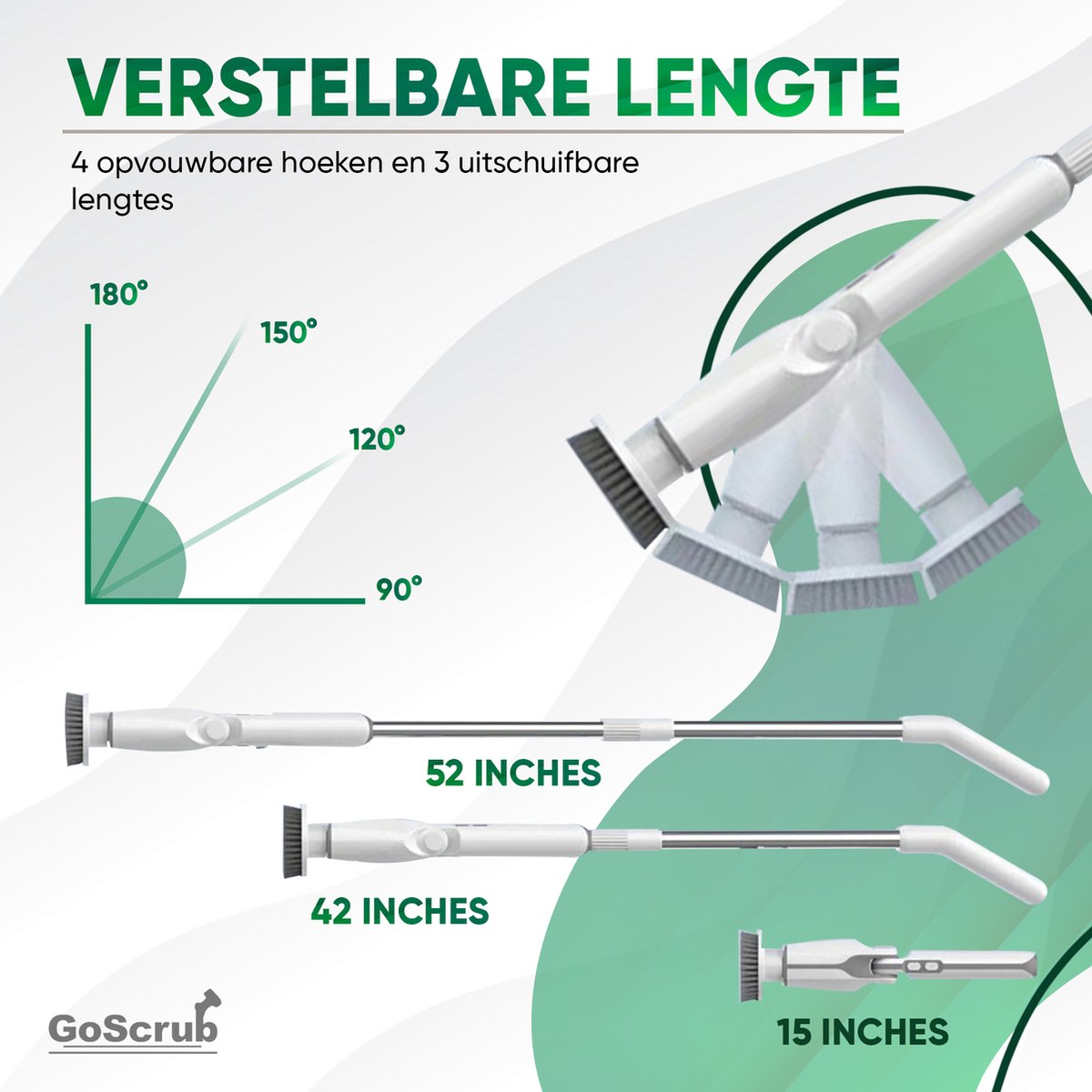 Elektrische Schoonmaakborstel – Elektrische Schrobber - Schrobborstel – Wit - V1 - GoScrub®