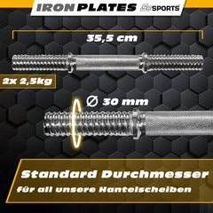 ScSPORTS® 20 kg Halterset - Dumbbell Set met koffer - korte halterstangen - Gietijzer - Gewichten •
